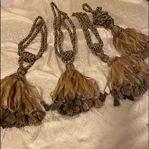 Vintage Drapes RopeTie BackGreen&Gold Tassels Ends